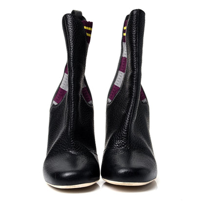 Fendi Calfskin Stretch Fabric Marie Antoinette Sock Booties 38.5 Black 2 of 9