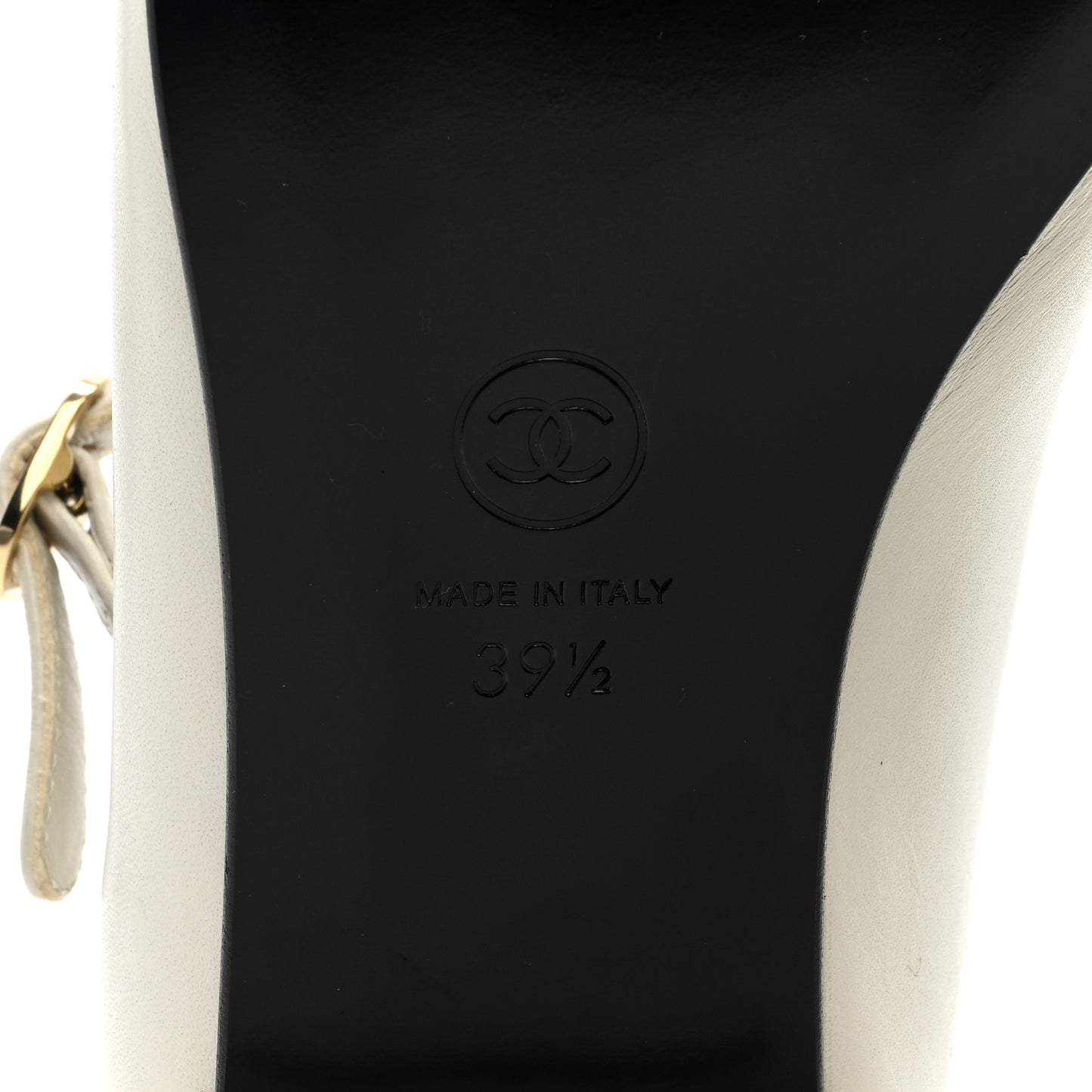 Calfskin Cap Toe T Strap CC Flats 39.5 Ivory Black