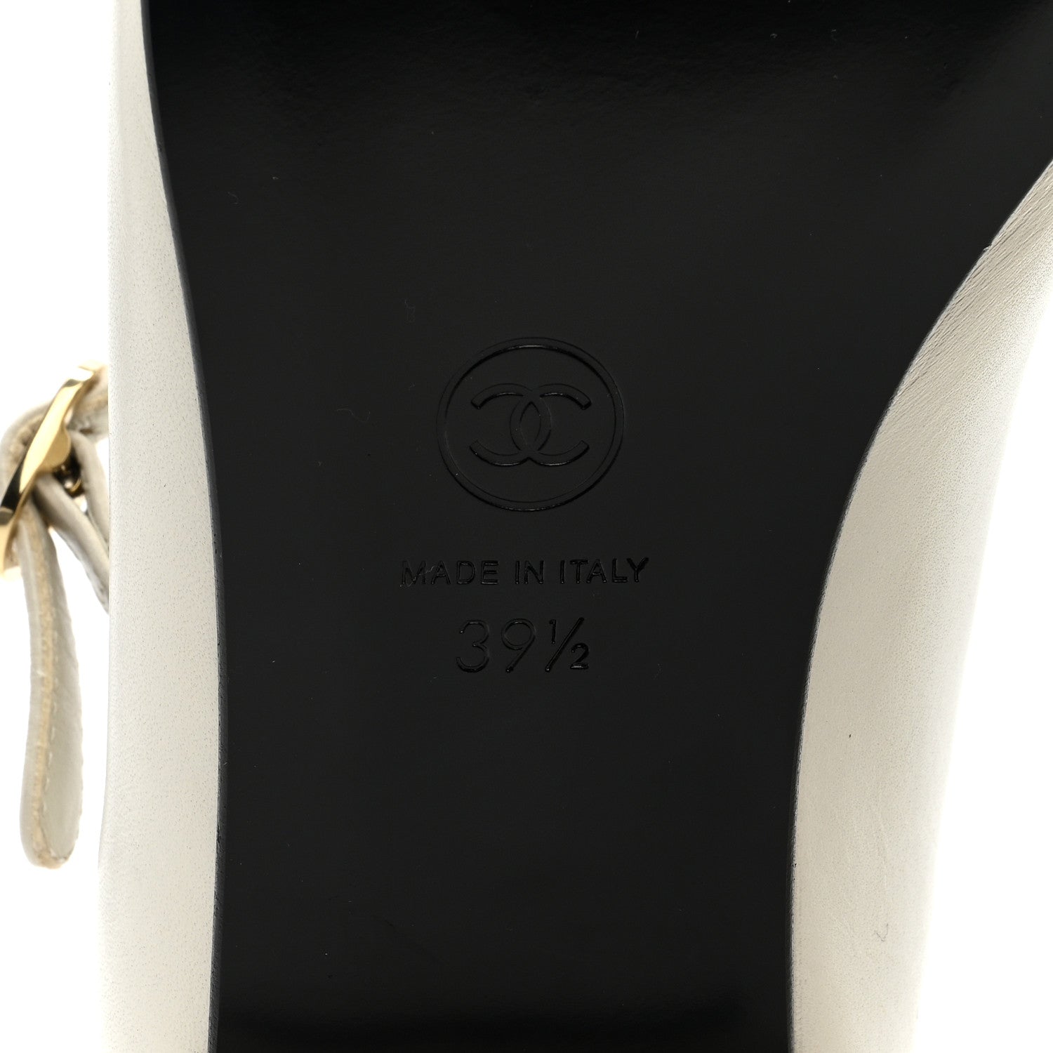 Chanel Calfskin Cap Toe T Strap CC Flats 39.5 Ivory Black 6 of 8