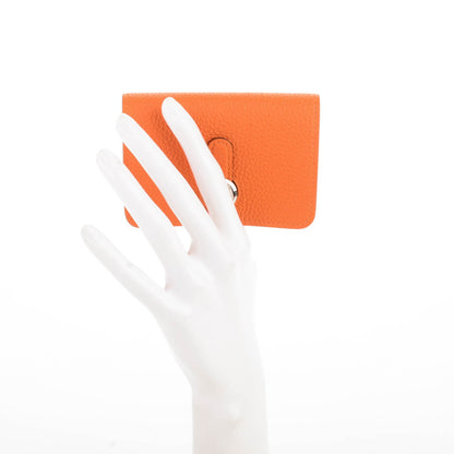 Hermes Togo Dogon Card Case Key Holder Orange 2 of 7