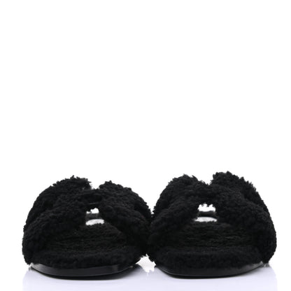 Hermes Woolskin Oran Sandals 38 Black 2 of 10