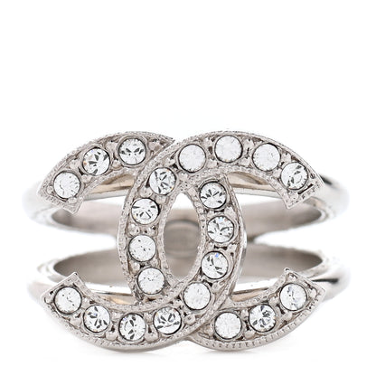 Chanel Crystal CC Ring 54 Silver 1 of 5