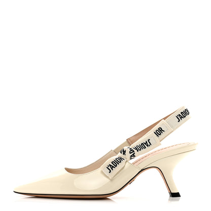 Christian Dior Patent Ribbon J'Adior Slingback 65mm Pumps 36 Off White 1 of 8