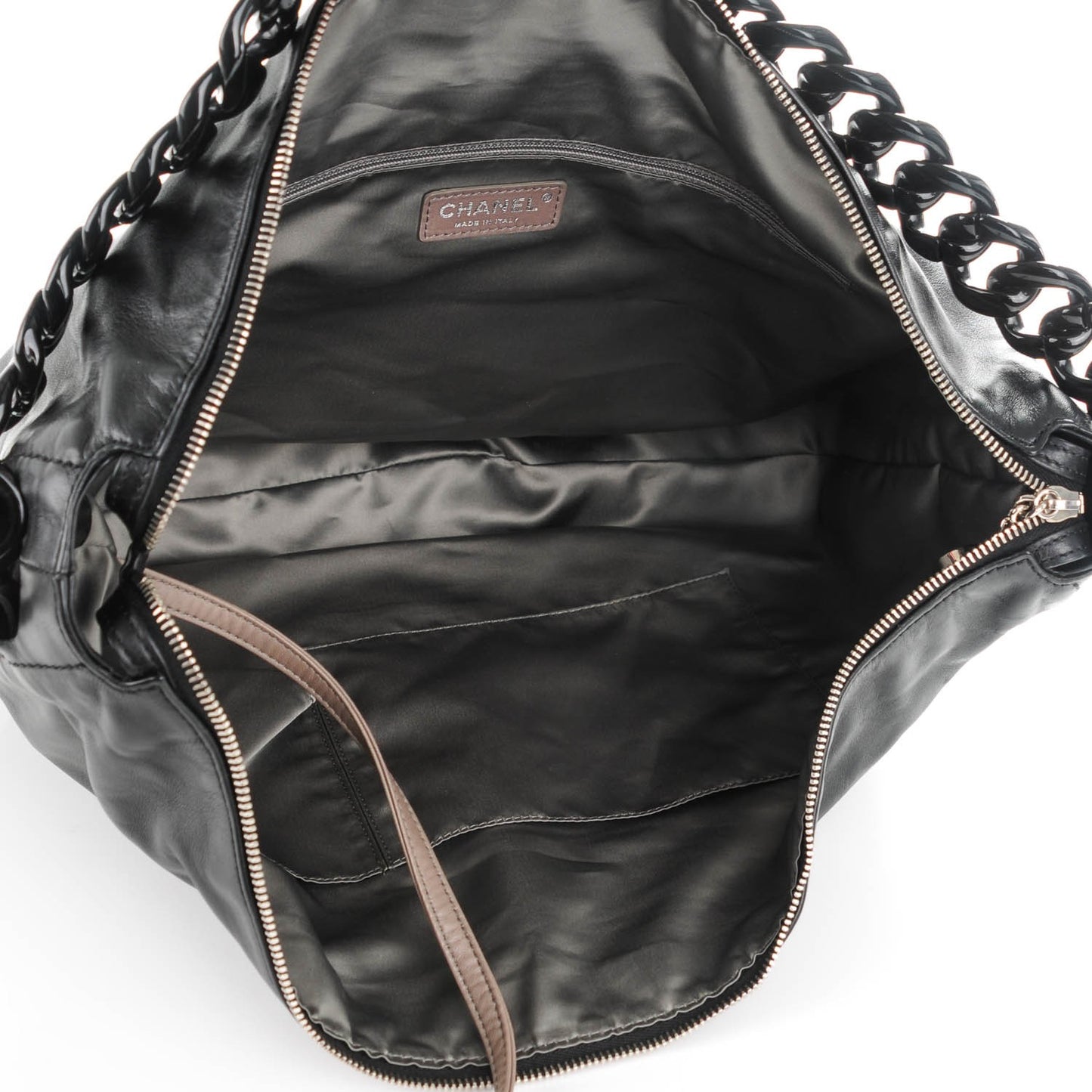 Calfskin Modern Chain Hobo Black