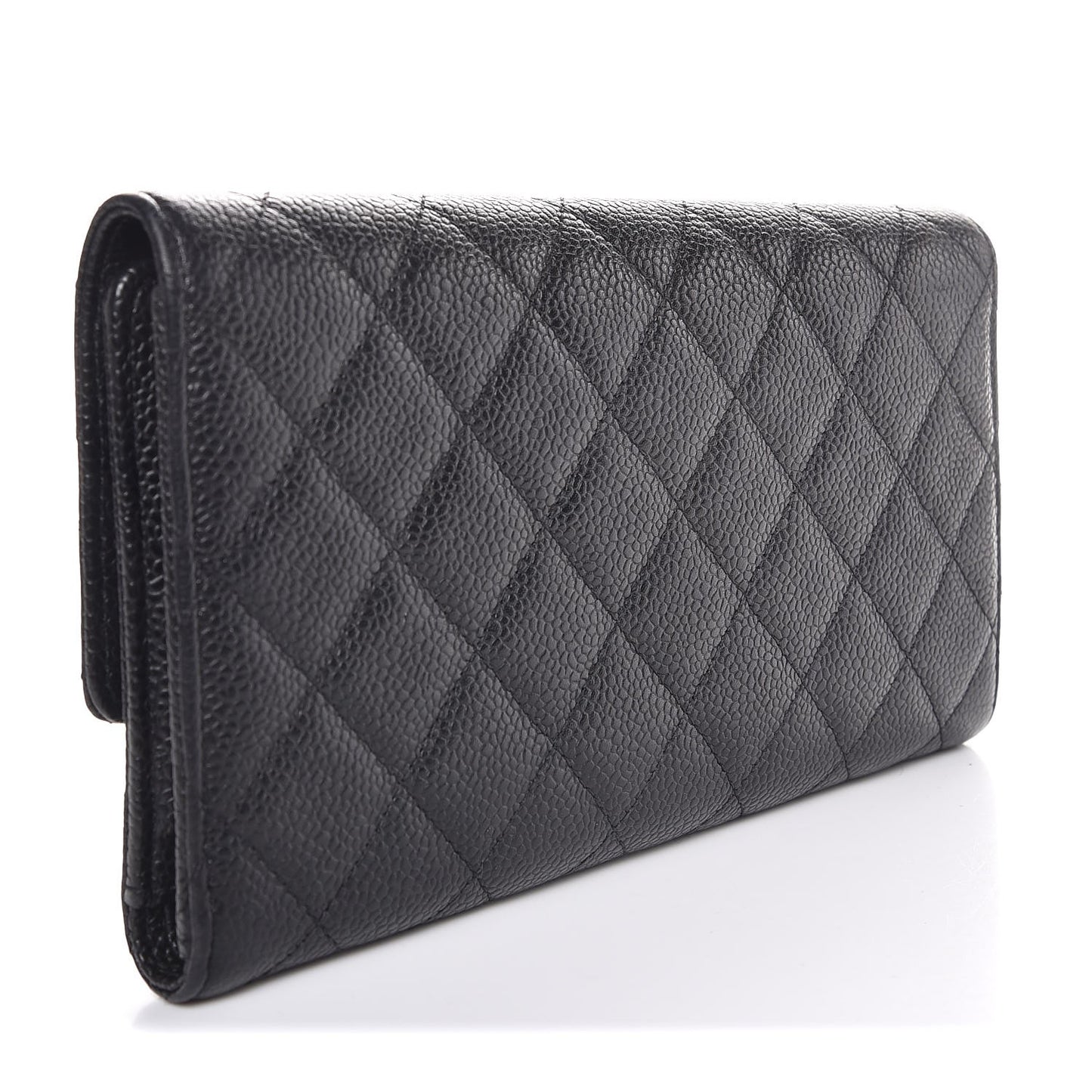 Caviar Quilted Flap Wallet Black