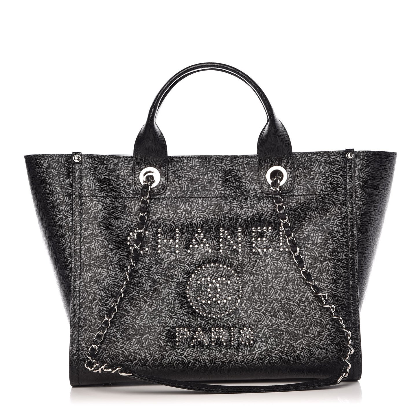 Caviar Small Studded Deauville Tote Black