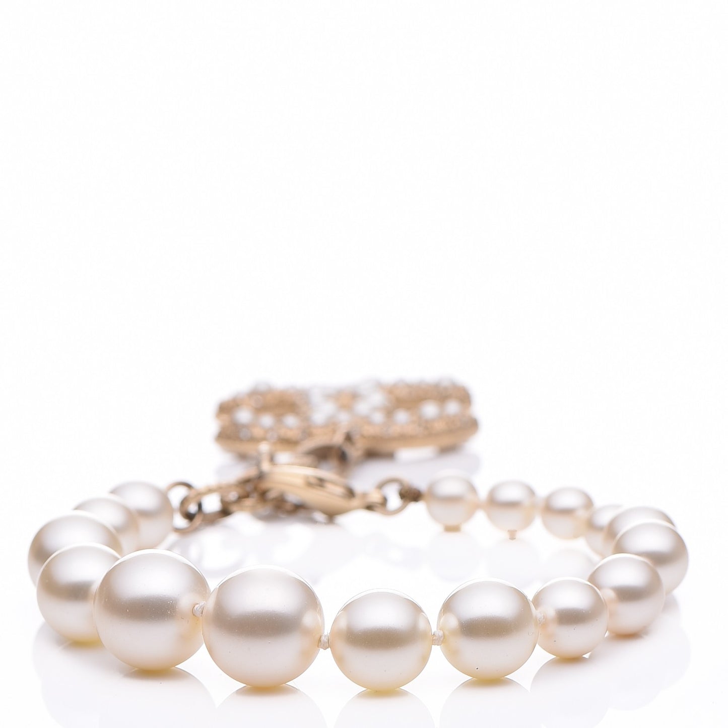 Pearl Crystal CC Bracelet Gold
