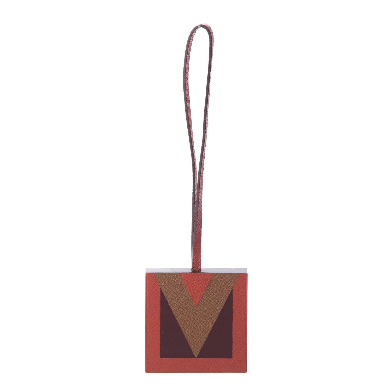 Hermes Epsom Sombrero Lettre Au Carre V Charm Gold Capucine Rouge H 1 of 4