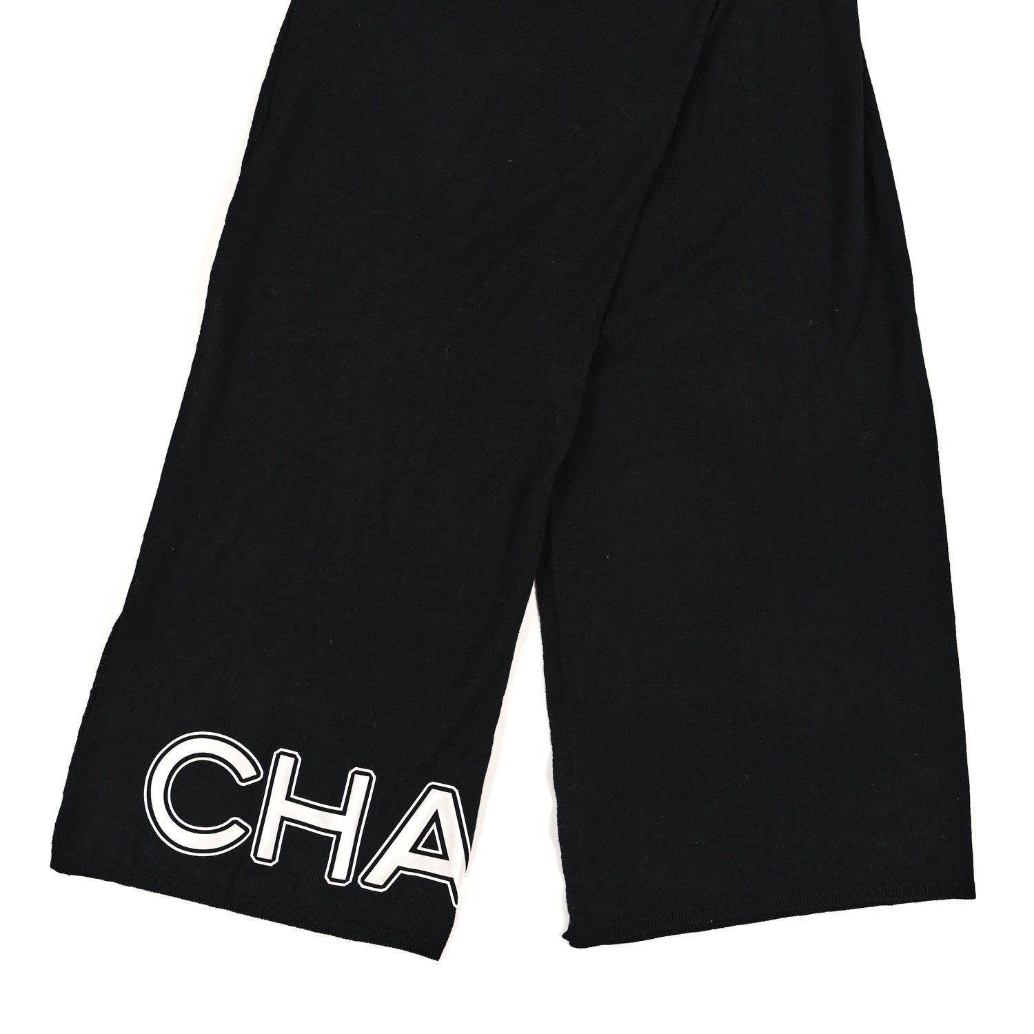 Chanel Wool Logo Scarf Black White 2 of 3
