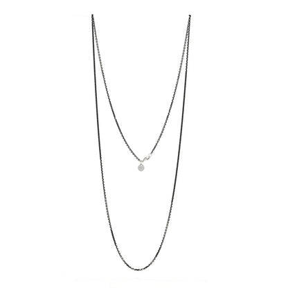Tiffany Sterling Silver Enamel 1.75mm Chain Necklace Black 30" 2 of 5