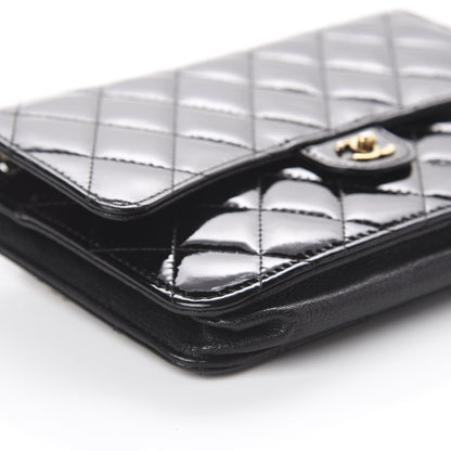 Chanel Patent Goatskin Quilted CC Eyelet Wallet On Chain WOC Black 5 of 9