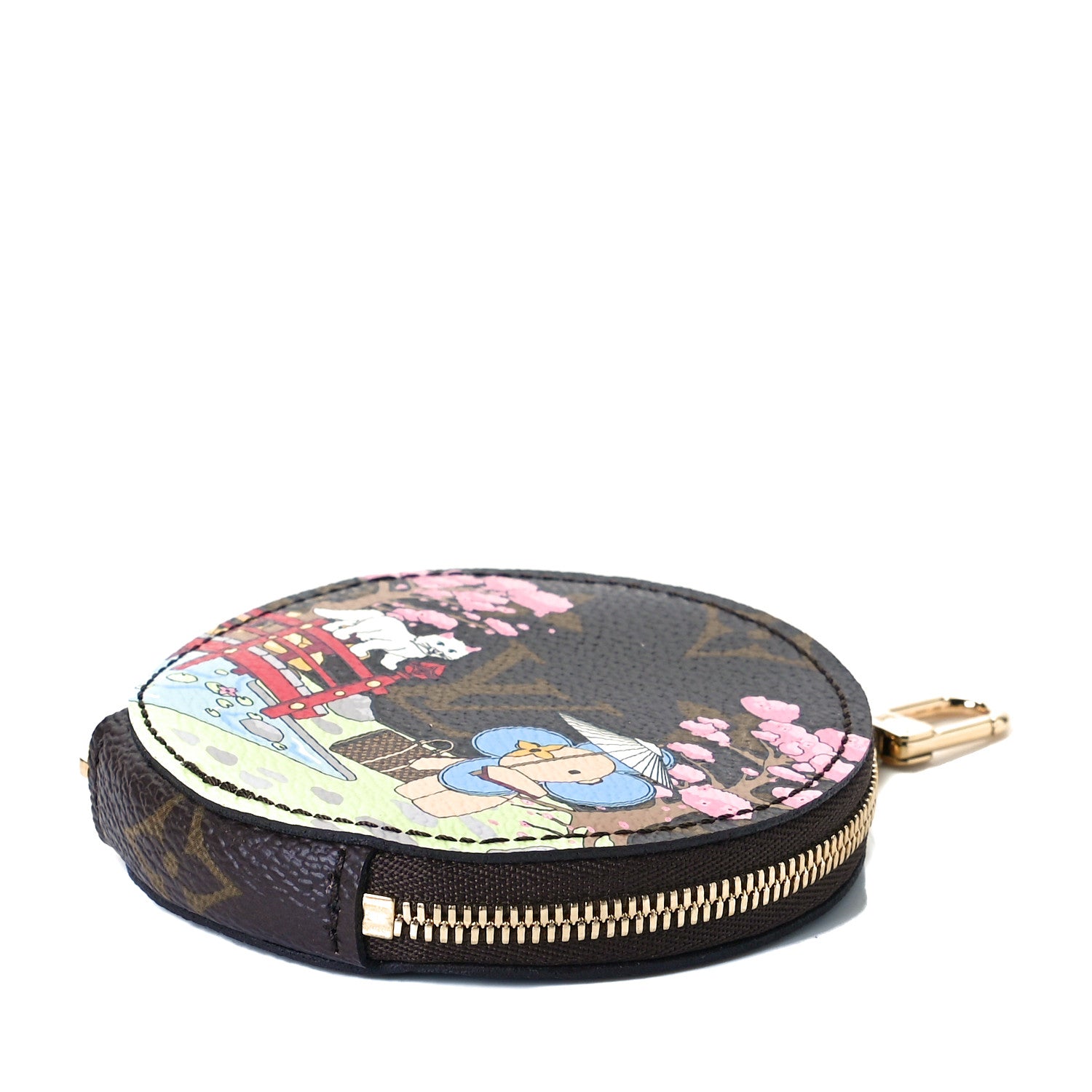 Louis Vuitton Monogram 2021 Christmas Animation Japanese Garden Round Coin Purse Wisteria Pink 4 of 6