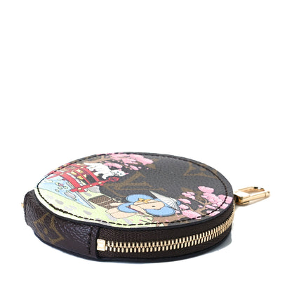 Louis Vuitton Monogram 2021 Christmas Animation Japanese Garden Round Coin Purse Wisteria Pink 4 of 6