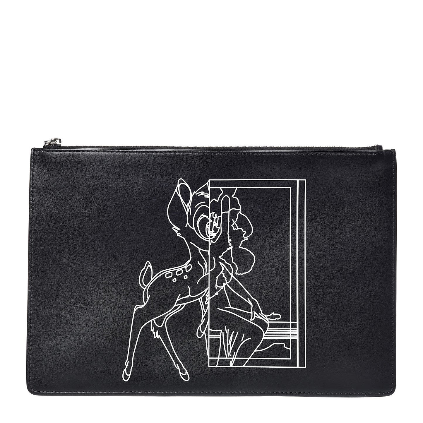 Calfskin Bambi Print Medium Cosmetic Pouch Black
