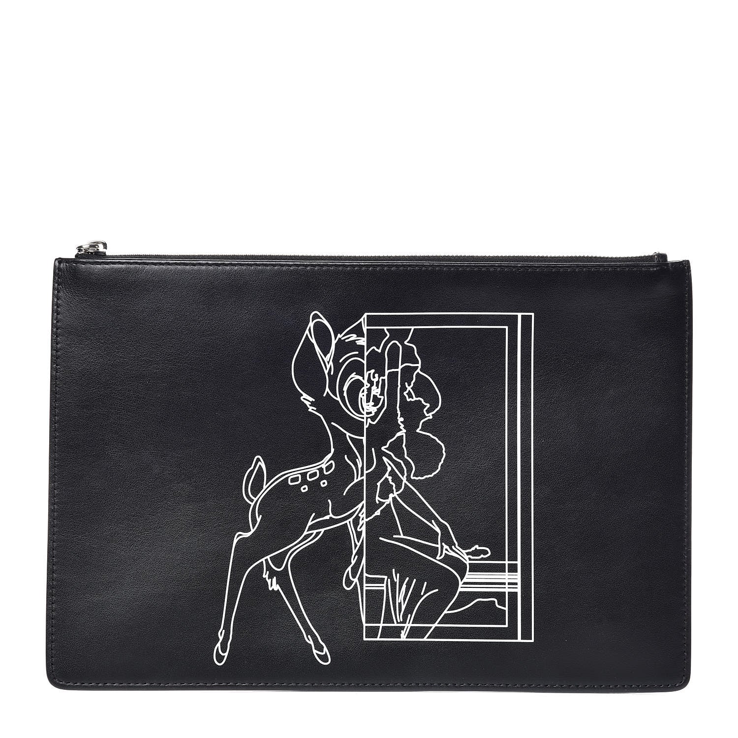 Givenchy Calfskin Bambi Print Medium Cosmetic Pouch Black 1 of 9