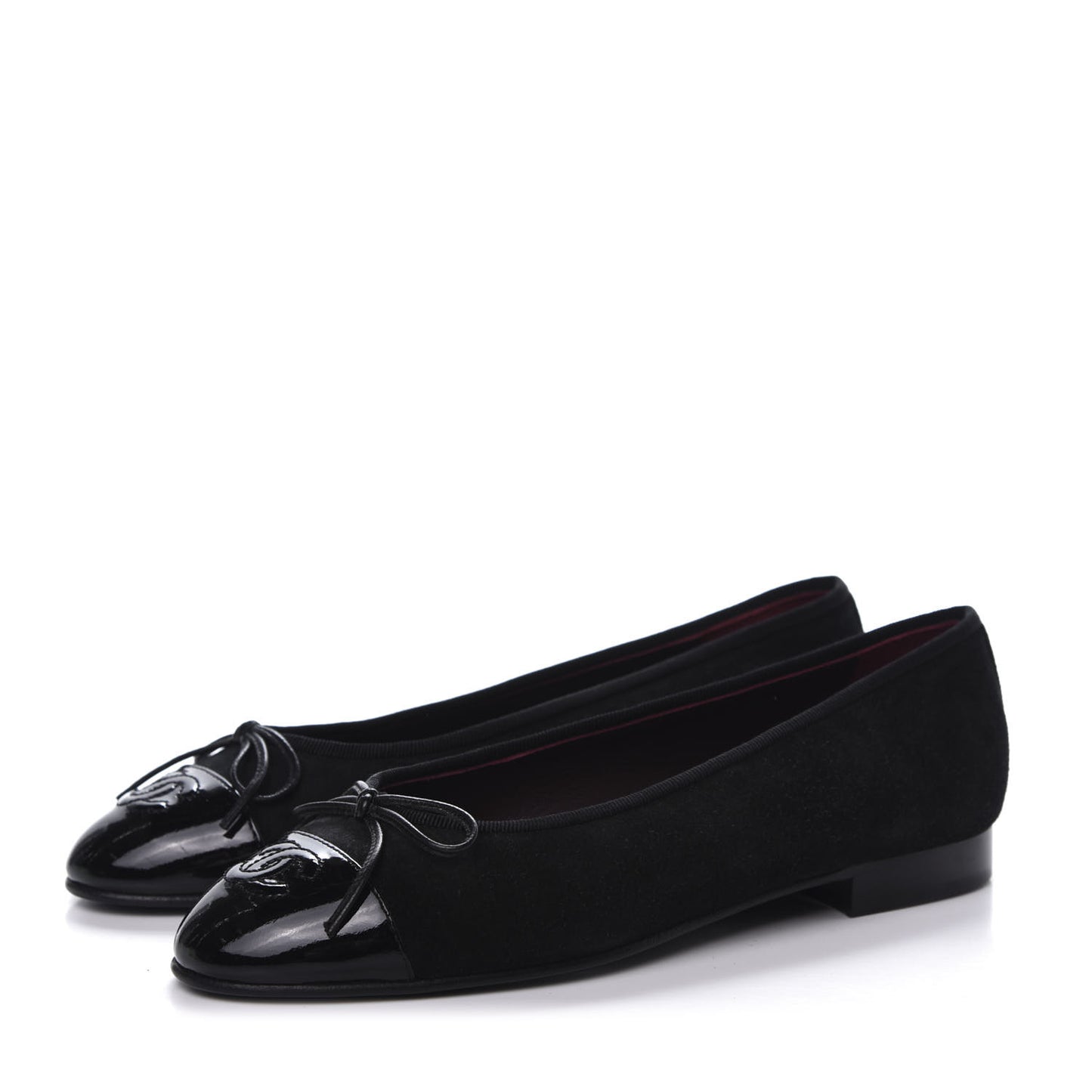 Suede Patent Cap Toe CC Ballerina Flats 36.5 Black