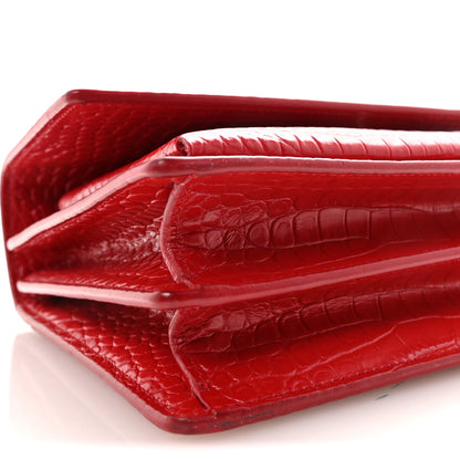 Saint Laurent Calfskin Crocodile Embossed Medium Monogram Sunset Rouge Eros 7 of 8