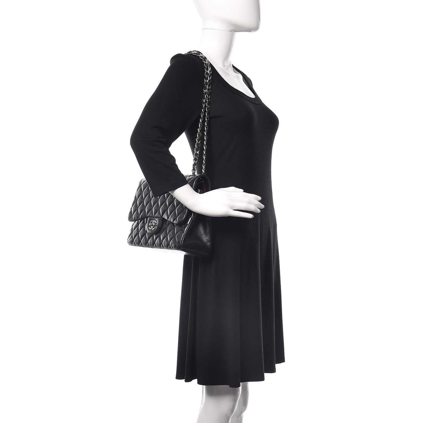 Lambskin Quilted Jumbo Double Flap Black