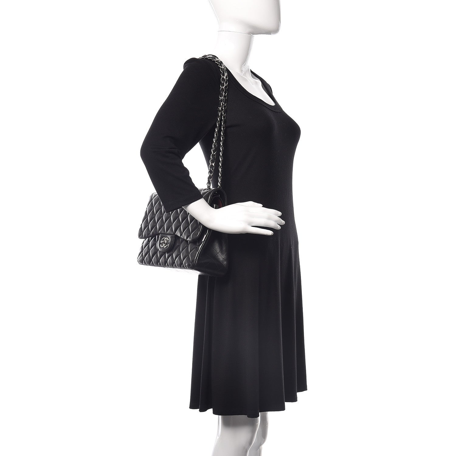 Chanel Lambskin Quilted Jumbo Double Flap Black 2 of 11