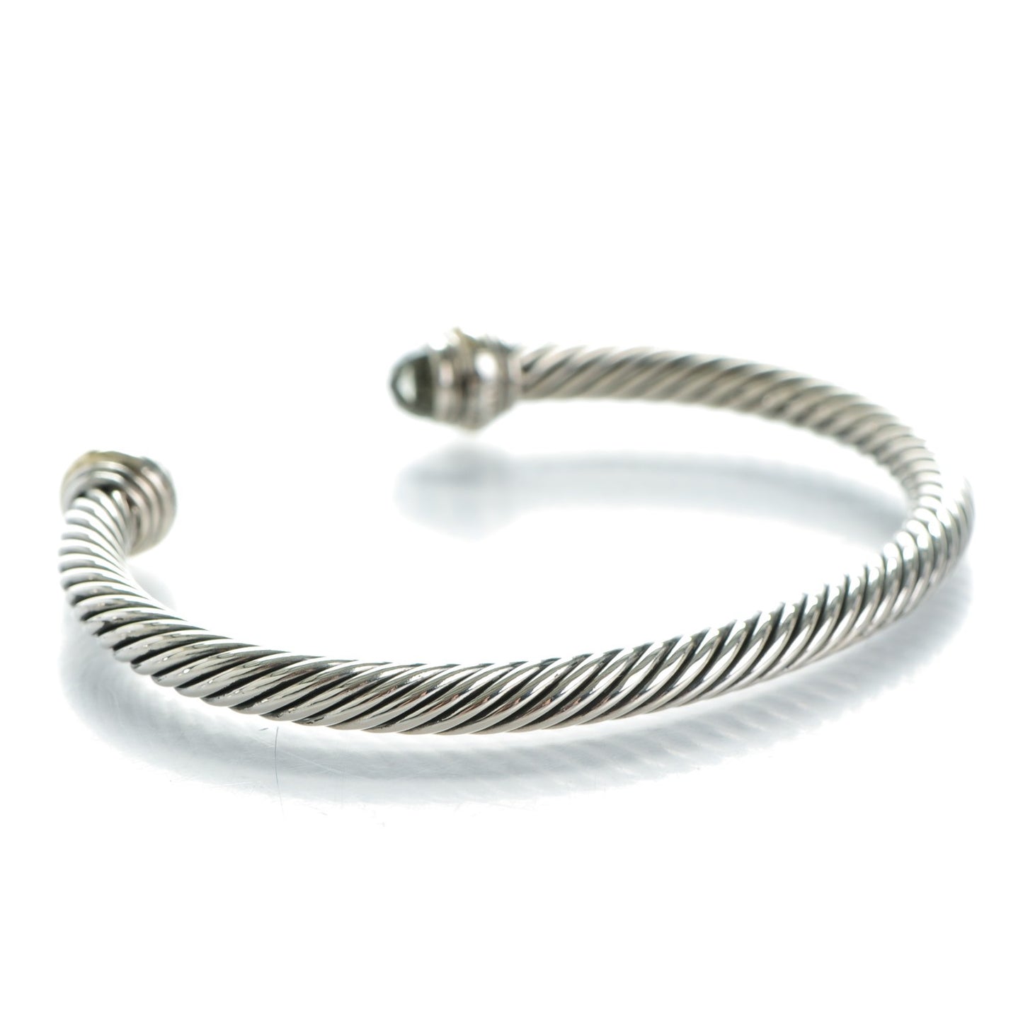 Sterling Silver 14K Yellow Gold Prasiolite 5mm Cable Classics Bracelet