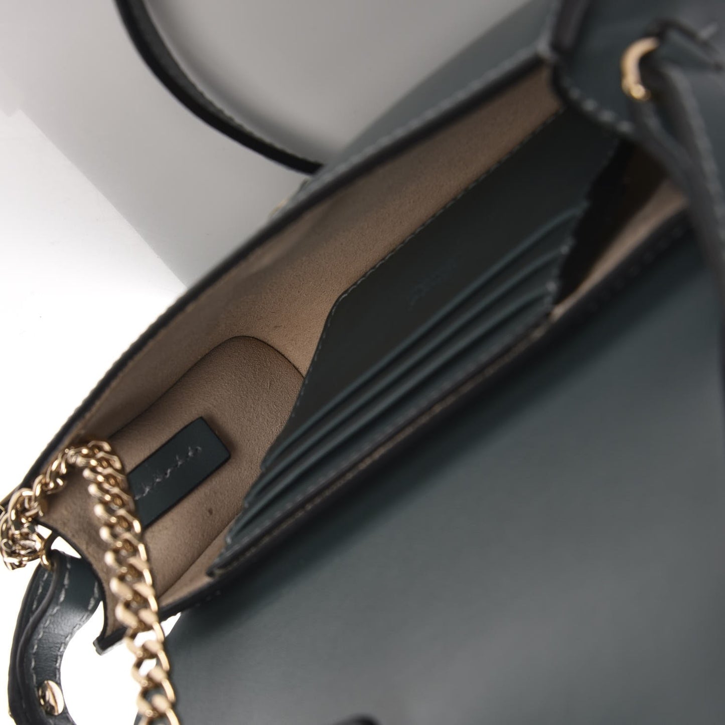 Suede Calfskin Faye Wallet On Strap Cloudy Blue