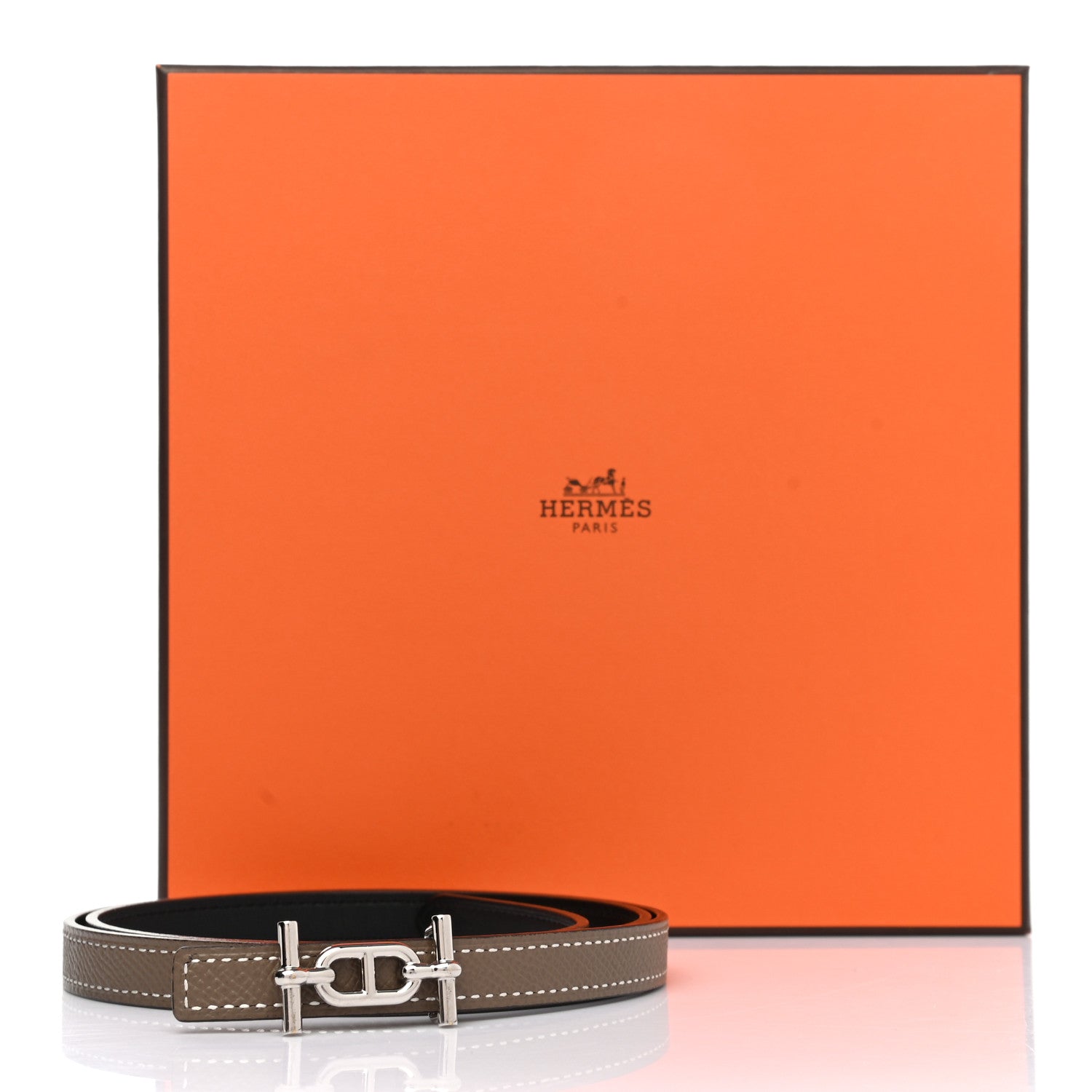 Hermes Swift Epsom 13mm Ancre Belt 80 Black Etoupe 7 of 7