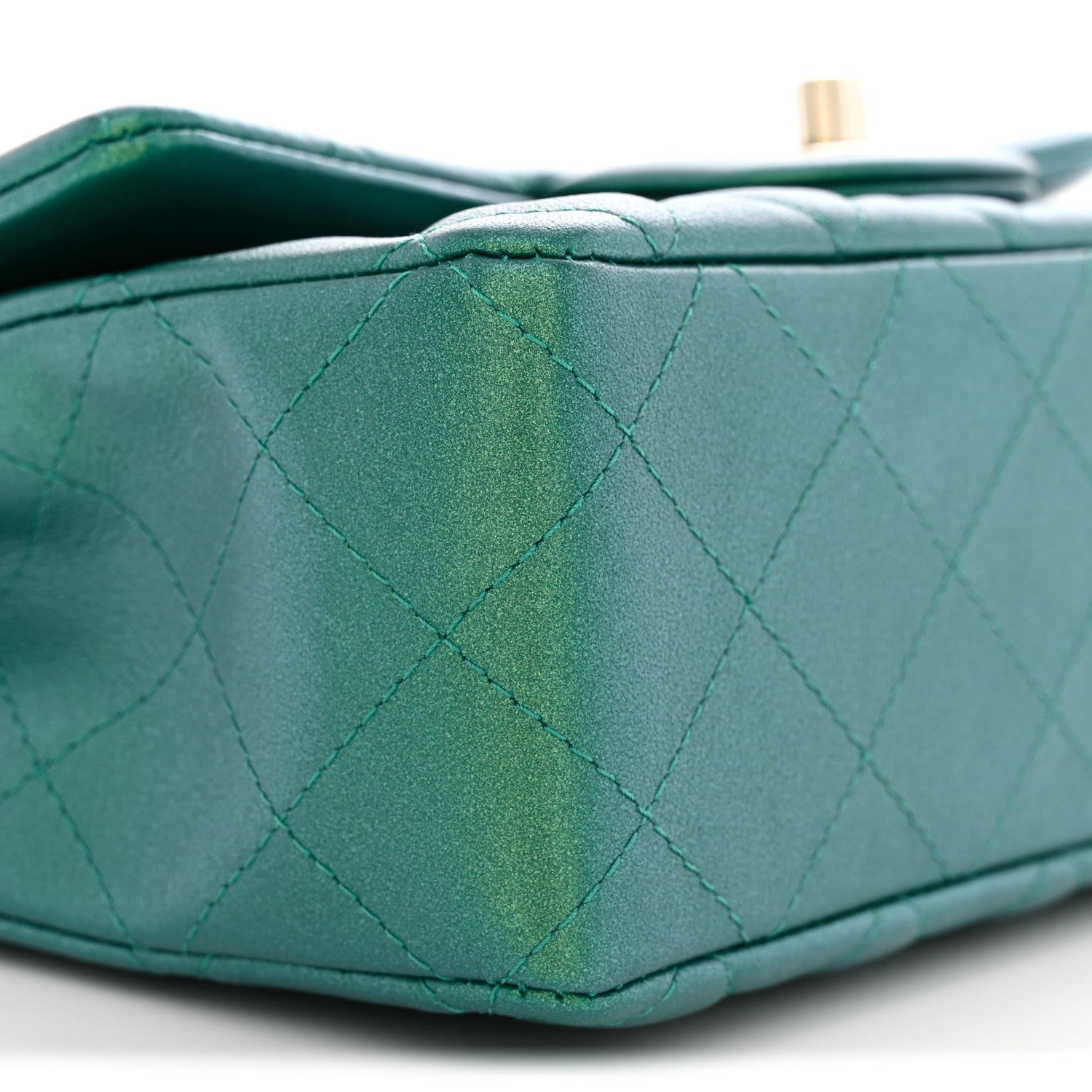 Chanel Iridescent Lambskin Quilted Mini Rectangular Flap Green 9 of 11