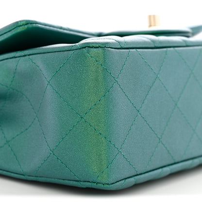 Chanel Iridescent Lambskin Quilted Mini Rectangular Flap Green 9 of 11