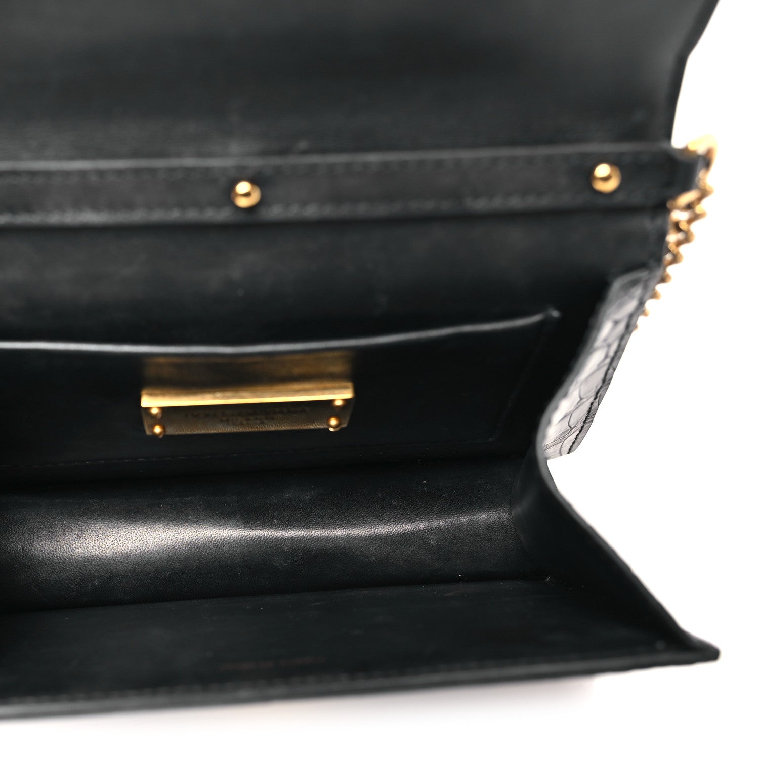 Dolce & Gabbana Shiny Alligator Devotion Envelope Top Handle Bag Black 4 of 10