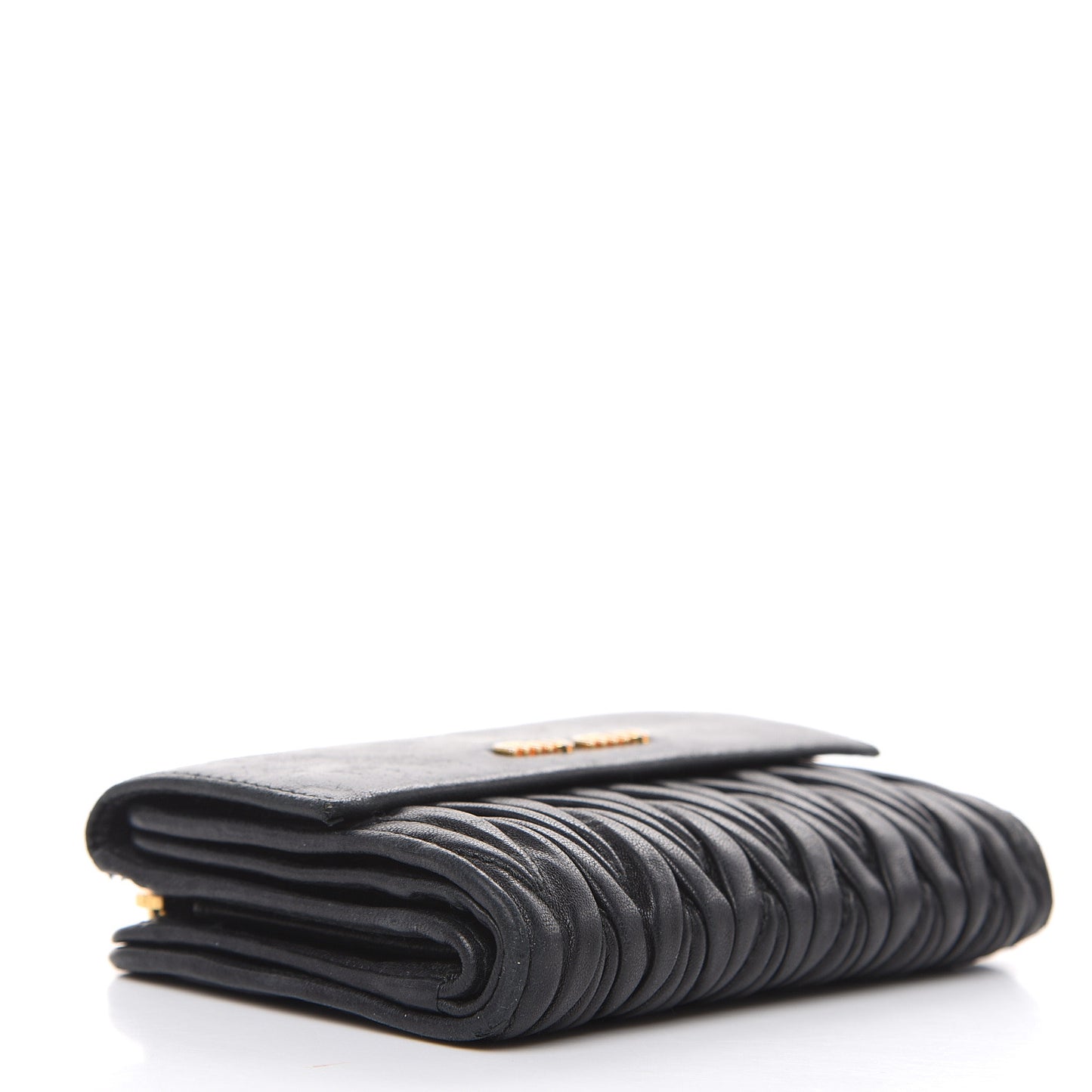 Nappa Matelasse Tri-Fold Flap Wallet Black