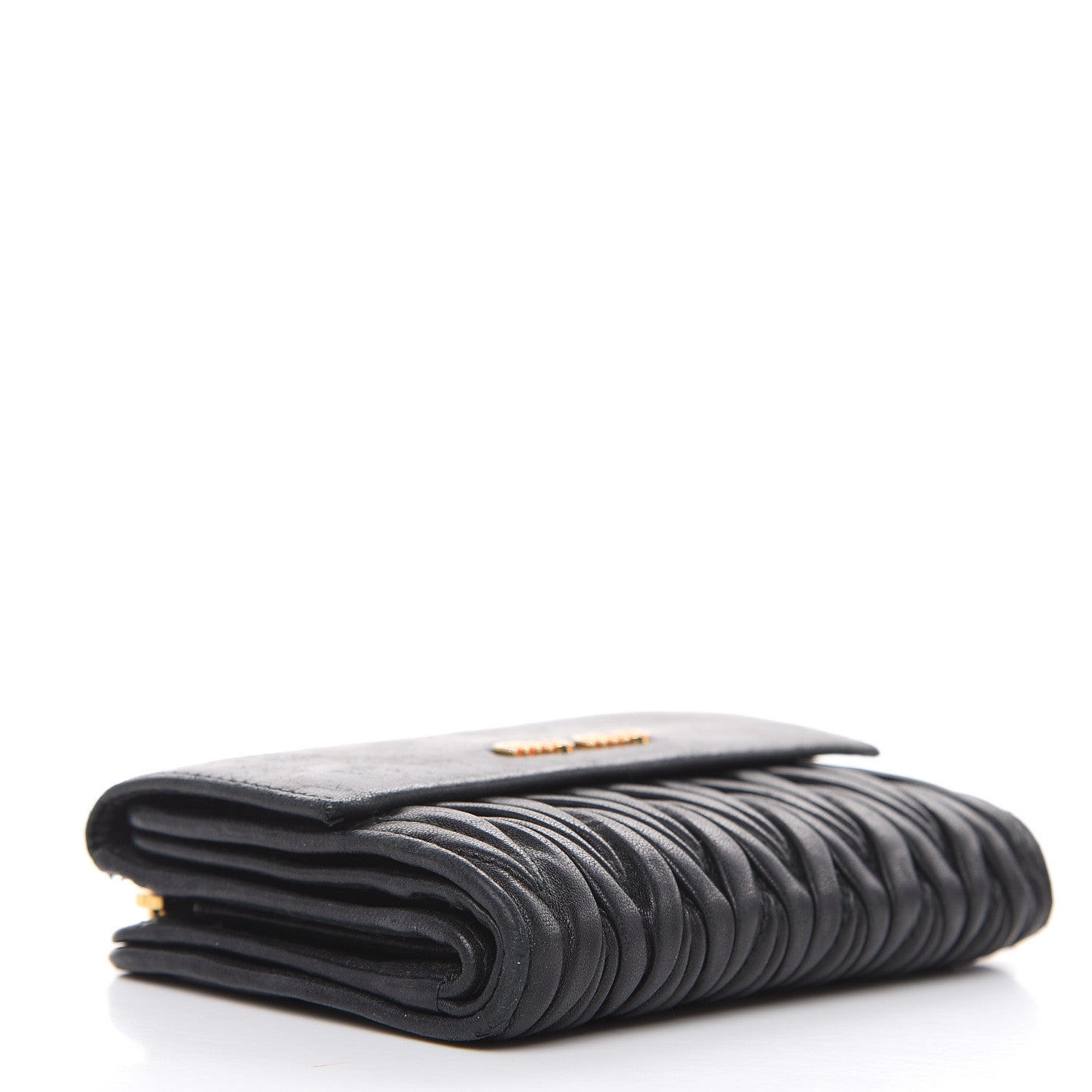 Miu Miu Nappa Matelasse Tri-Fold Flap Wallet Black 4 of 21