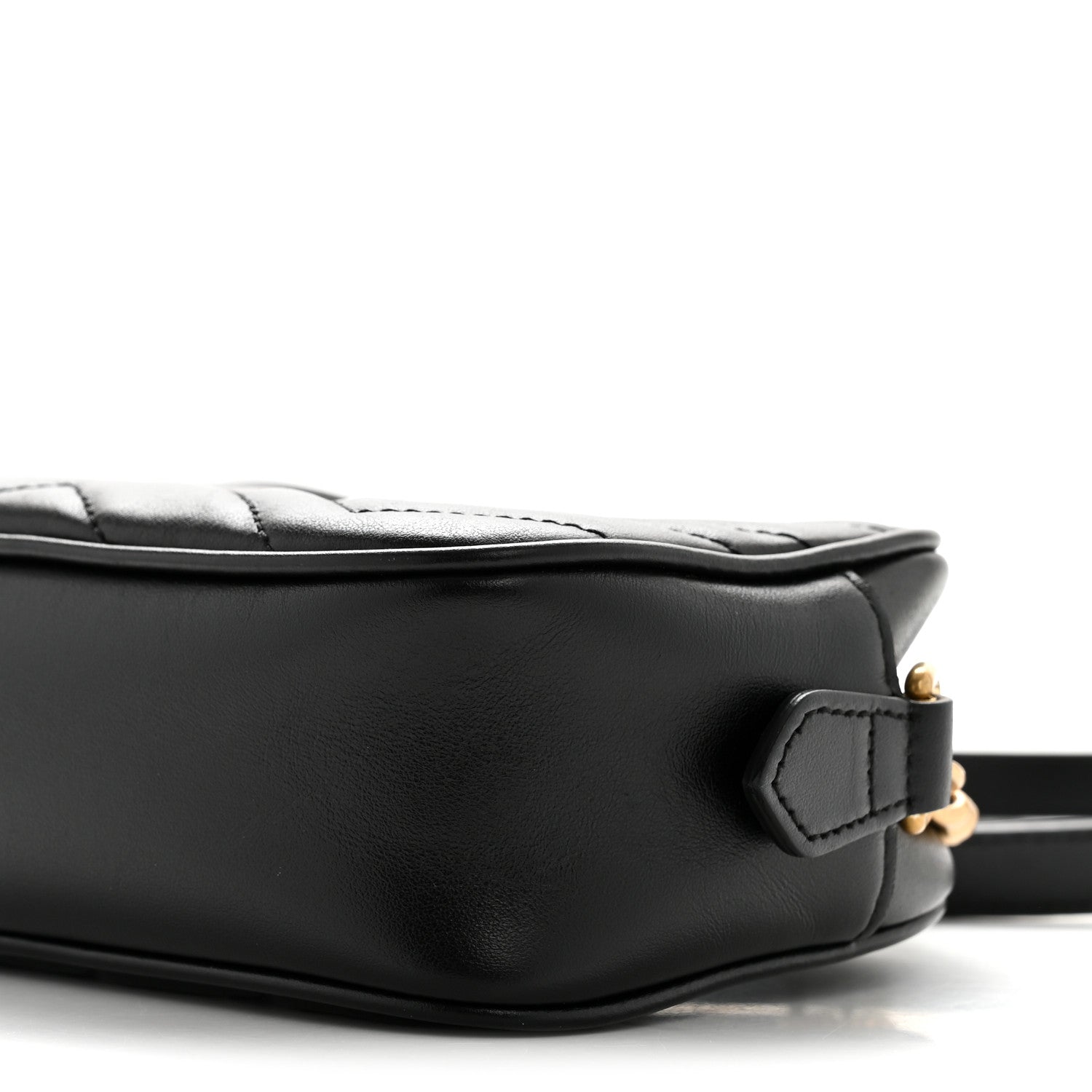 Gucci Calfskin Matelasse Mini GG Marmont Chain Shoulder Bag Black 10 of 12
