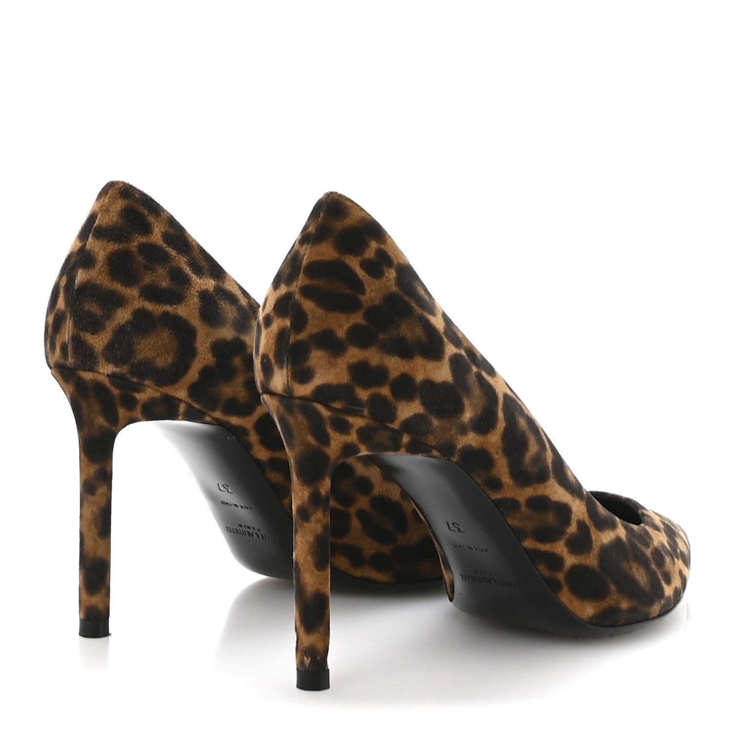 Saint Laurent Suede Leopard Printed Anja Pumps 37 Natural Coffee 5 of 9
