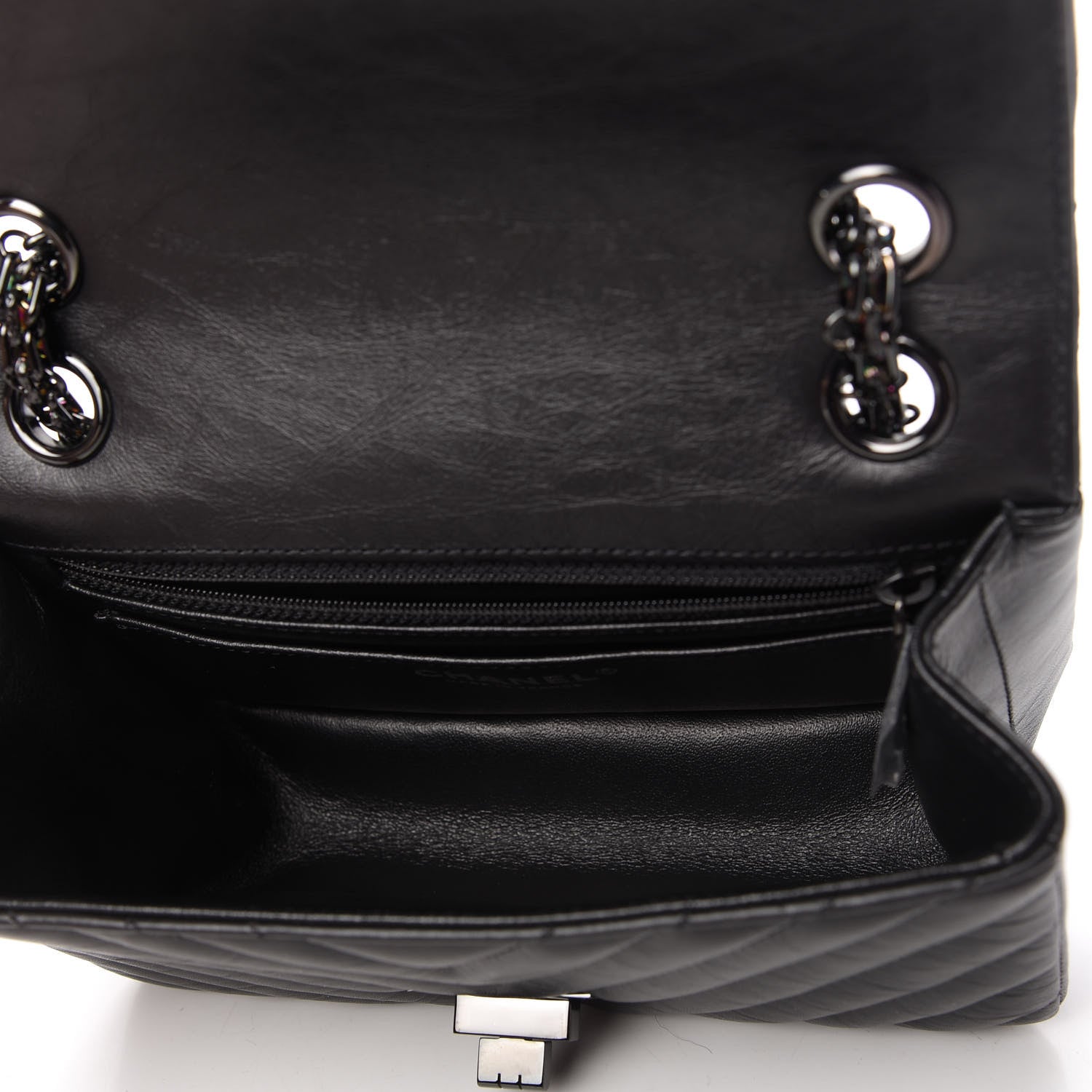 Chanel Aged Calfskin Chevron Quilted 2.55 Reissue Mini Flap So Black 5 of 11