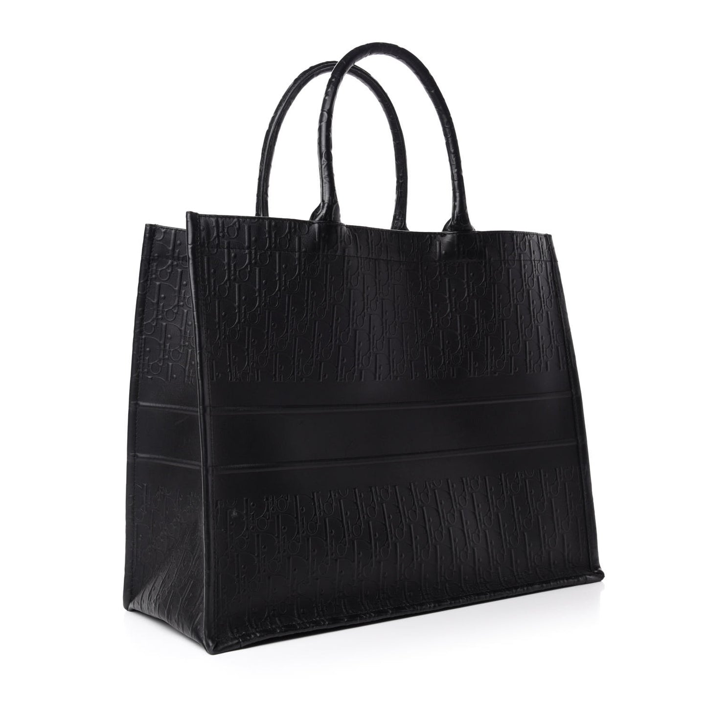 Oblique Calfskin Embossed Book Tote Black