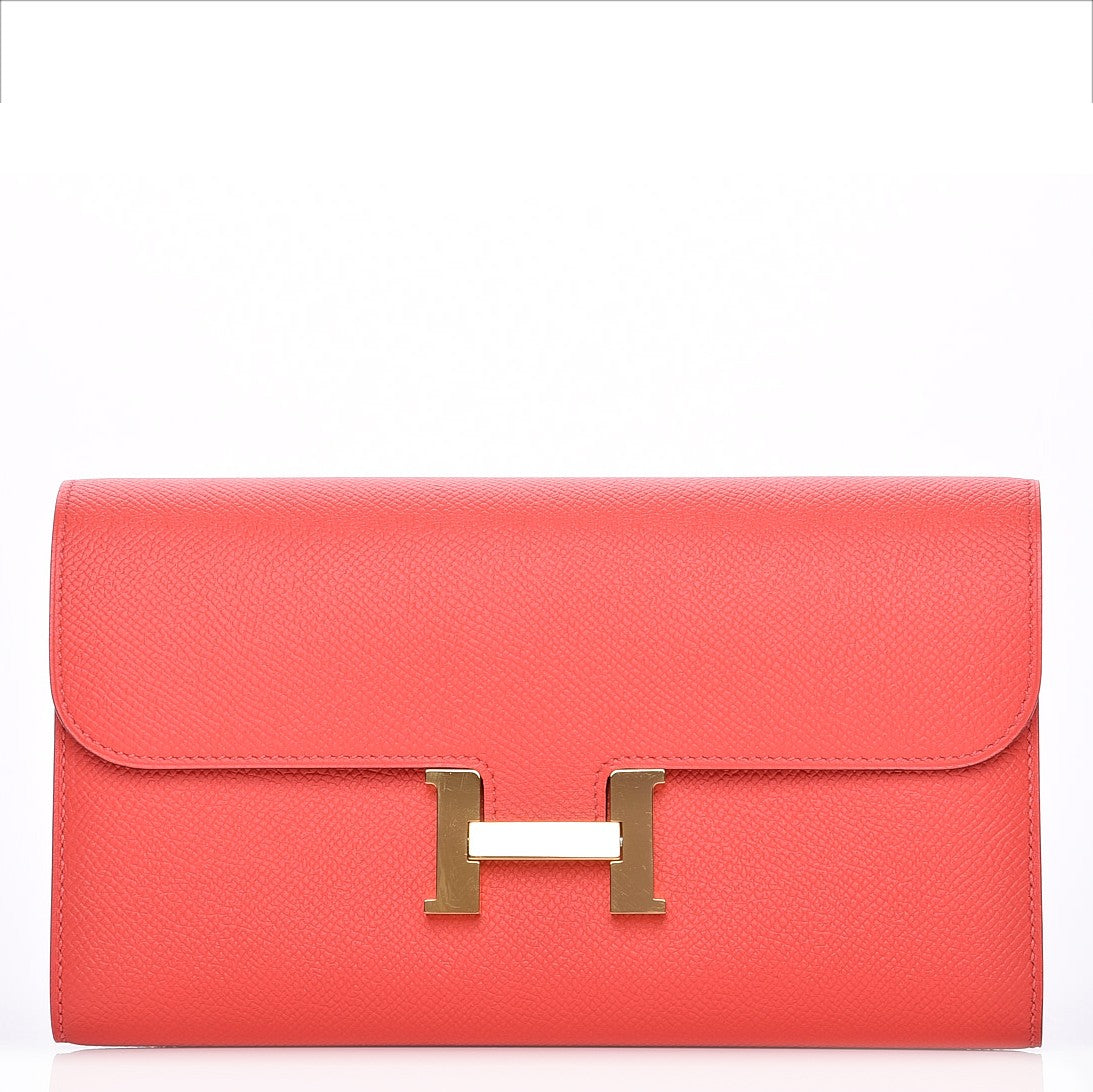 Hermes Epsom Constance Long Wallet Rose Jaipur 1 of 8