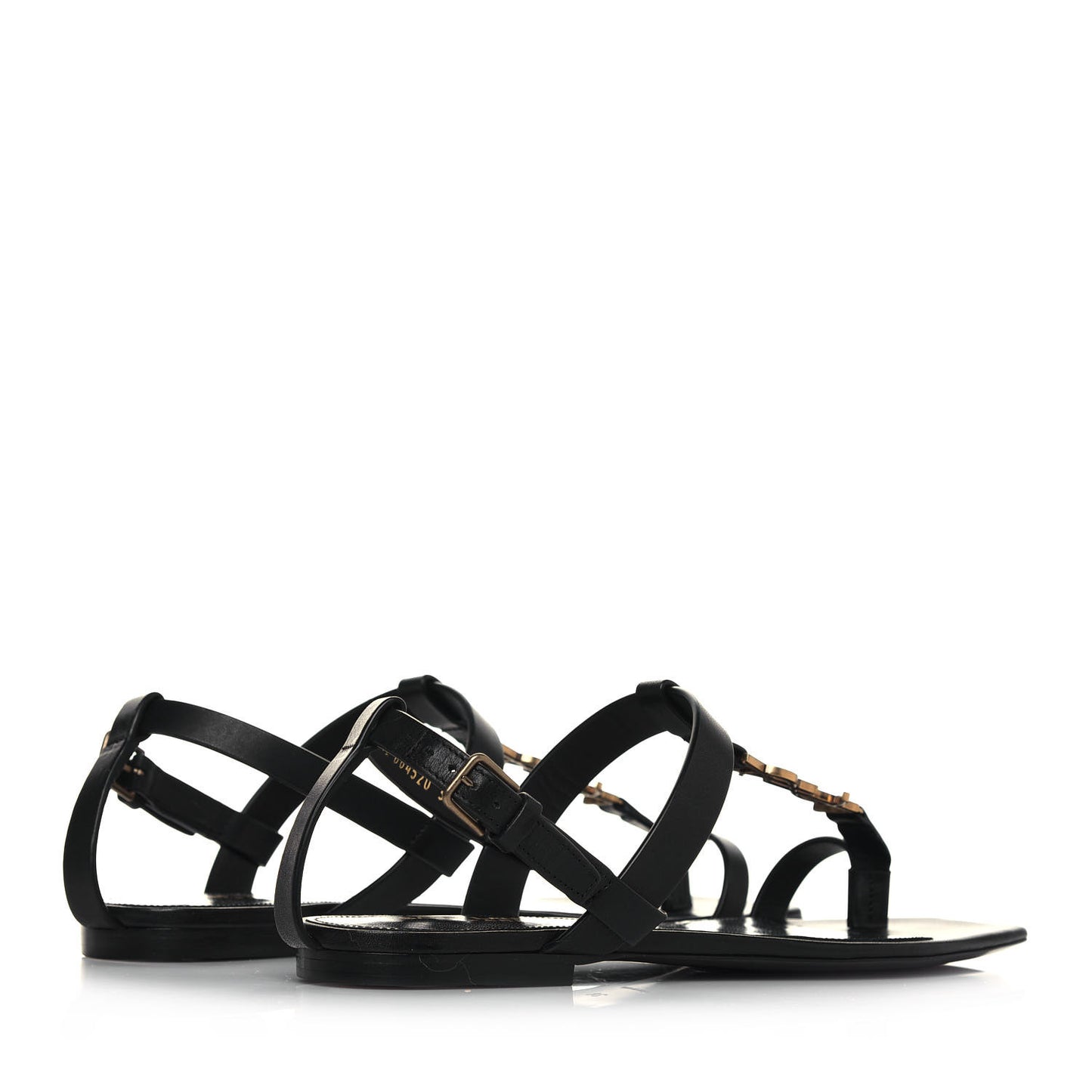 Patent Calfskin Cassandra Monogram Sandals 38 Black