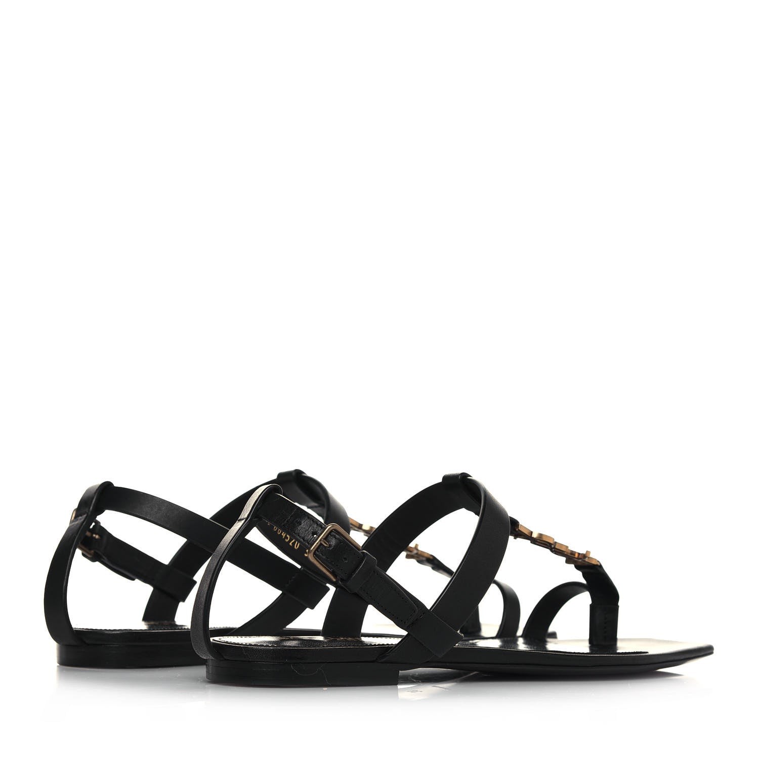 Saint Laurent Patent Calfskin Cassandra Monogram Sandals 38 Black 3 of 9