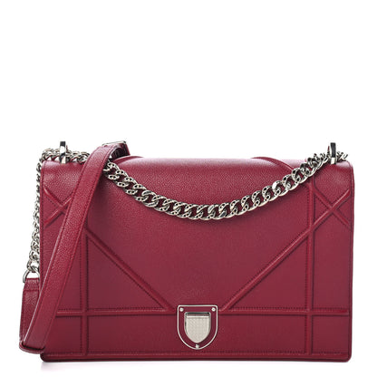 Christian Dior Grained Calfskin Large Diorama Flap Bag Burgundy 1 of 4