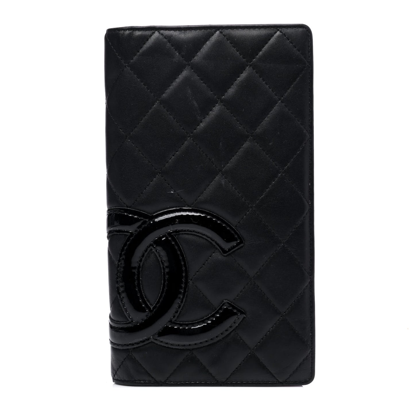 Calfskin Quilted Cambon Yen Wallet Black