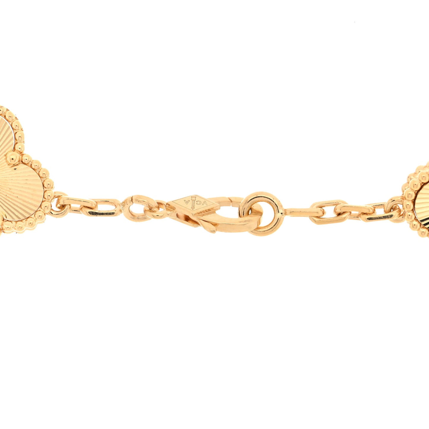 18K Yellow Gold 10 Motifs Guilloche Vintage Alhambra Necklace