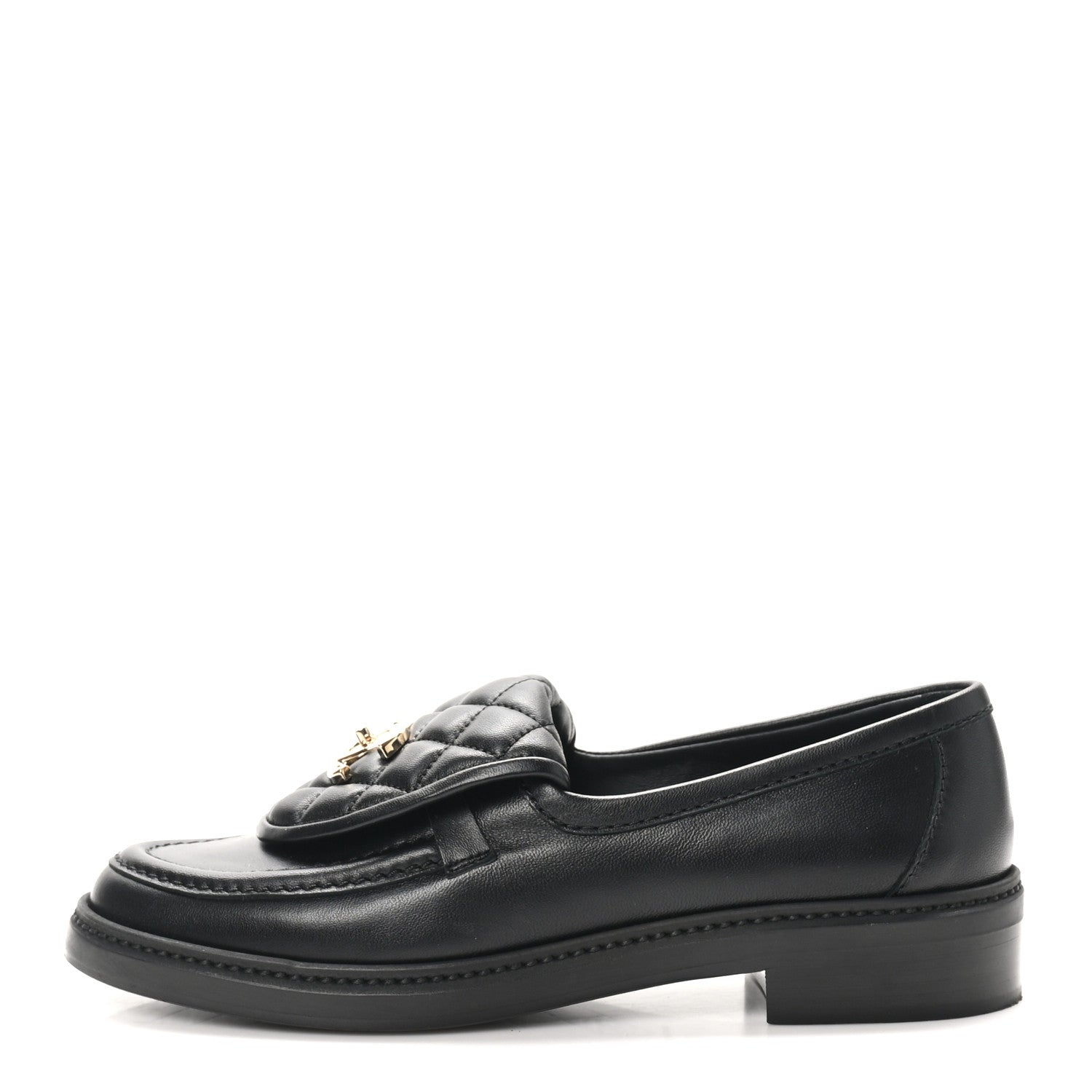 Chanel Lambskin Quilted CC Turnlock Loafers 37.5 Black 1 of 10