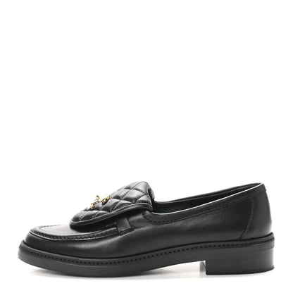 Chanel Lambskin Quilted CC Turnlock Loafers 37.5 Black 1 of 10
