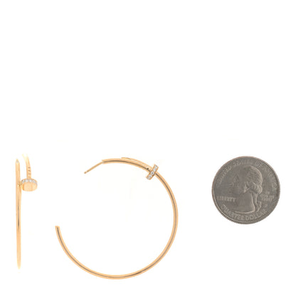 Cartier 18K Yellow Gold Diamond Juste Un Clou Hoop Earrings 2 of 5