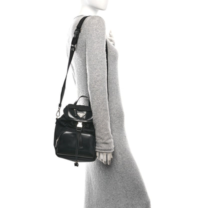 Prada Nylon Brushed Calfskin Mini Sling Backpack  Black 2 of 10