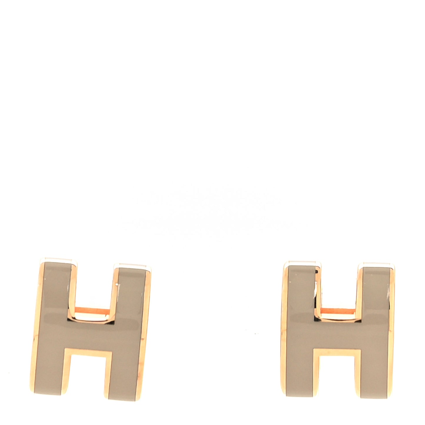 Gold Lacquered Mini Pop H Earrings Marron Glace