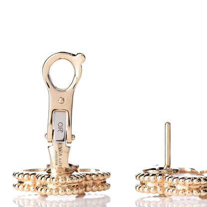 Van Cleef & Arpels 18K Yellow Gold Mother of Pearl Vintage Alhambra Earrings 4 of 5
