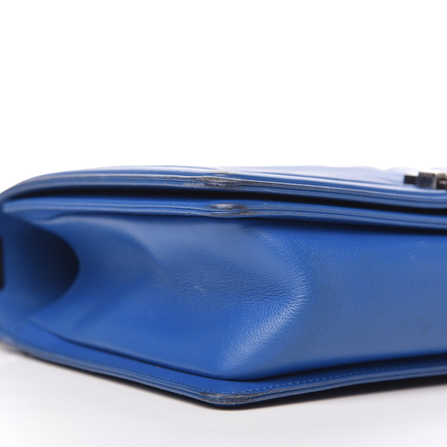 Calfskin Chevron Quilted New Medium Boy Flap Bright Blue