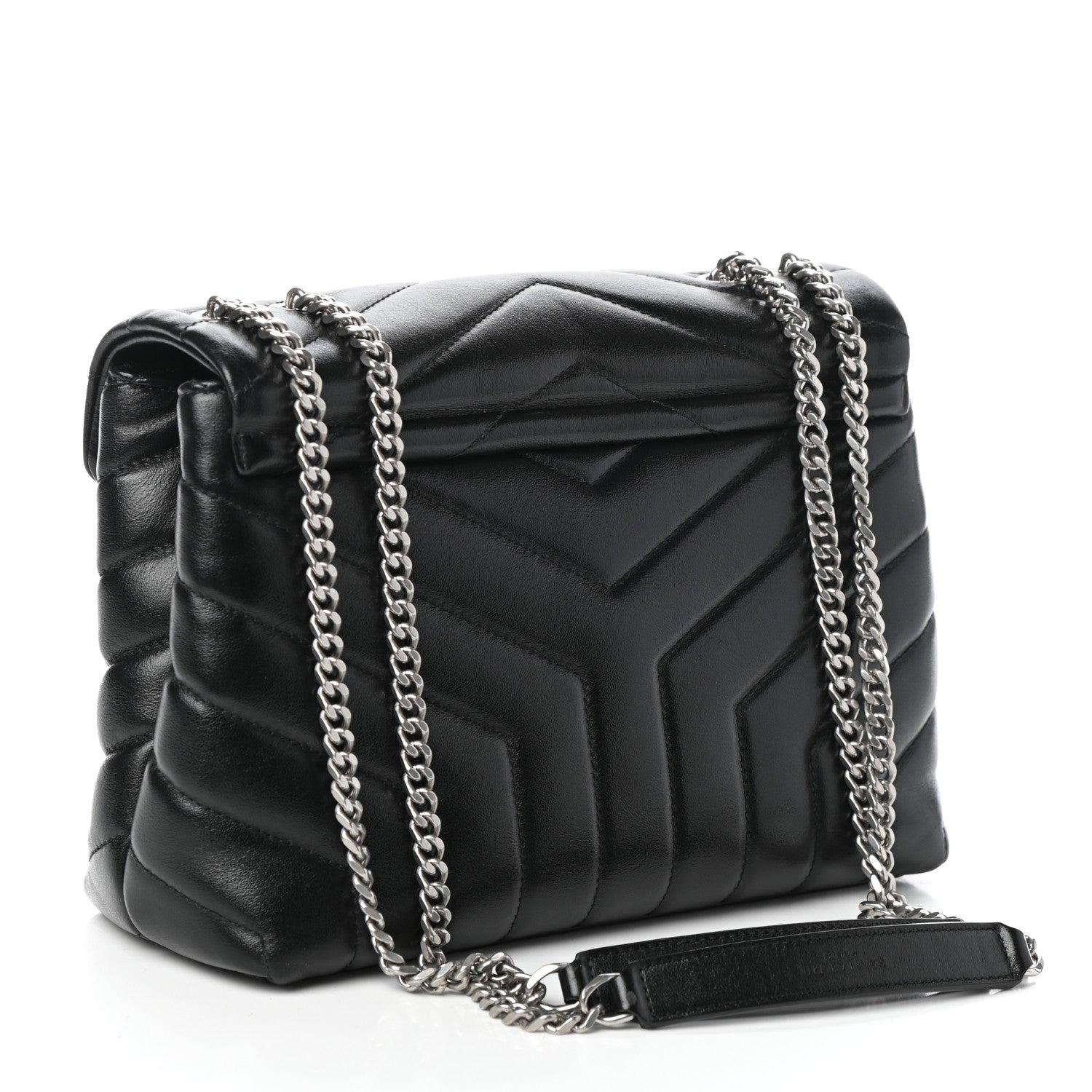 Saint Laurent Calfskin Y Quilted Monogram Small Loulou Chain Satchel Black 3 of 11