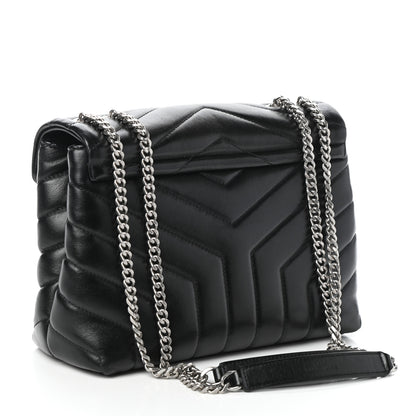 Saint Laurent Calfskin Y Quilted Monogram Small Loulou Chain Satchel Black 3 of 11